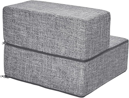 Best Pet Supplies Foldable Foam Pet Steps for Small Dogs and Cats Linen,2-Step