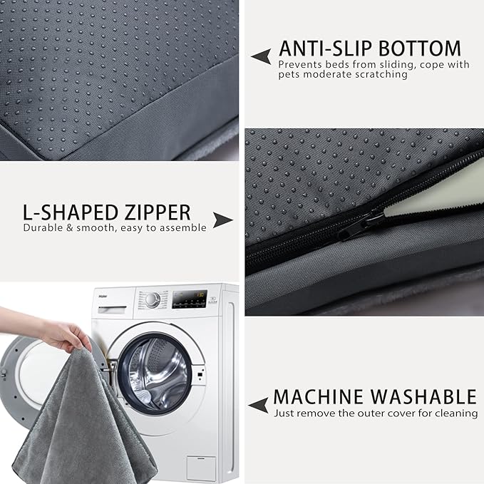 Orthopedic Dog Bed Waterproof Durable Dog Beds with Removable Washable Cover Anti-Slip Bottom Pet Sleeping Mattress for Extra Large Dogs 41 x 27 inch,