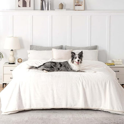 PETHUR Waterproof Dog Blanket for Bed 60"x80", Beige