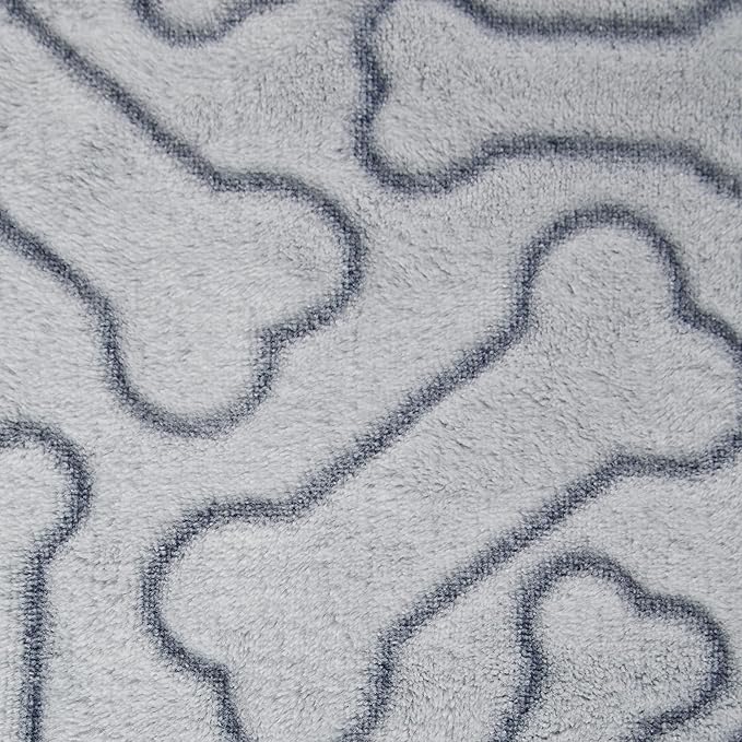 Bone Dry Embossed Bone Print Pet Blanket 36x48", Gray