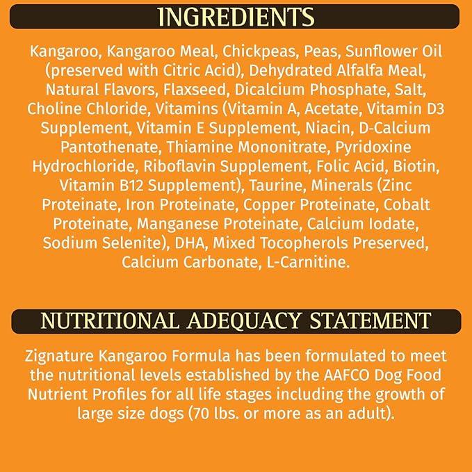 Zignature Kangaroo Limited Ingredient Formula Small Bites Dry Dog Food 12.5lb