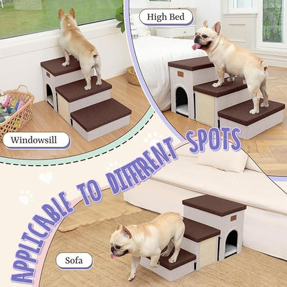 downluxe Dog Stairs for Small Dogs (3-Step Pet