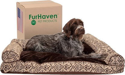 Furhaven Pillow Dog Bed for Large Dogs w/ Removable Bolsters & Washable Cover