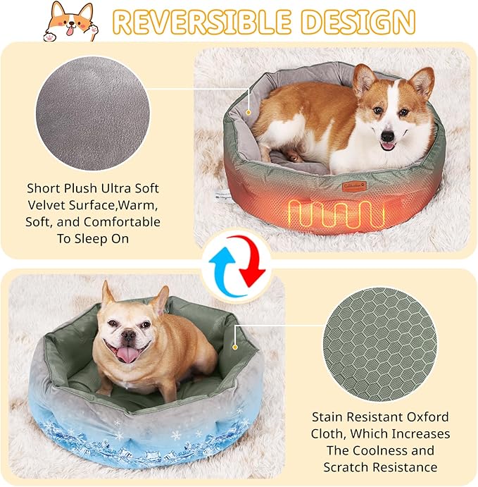 Dual-Sided Dog Beds for Medium & Small Dogs 20" L 20" W 6" Th)