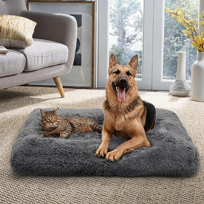 MoNiBloom 40.5"x32.5"x5.5" Dog Beds for Large Size Dogs Machine-Washable Long Plush Pet Beds Warming Cozy Soft Bed for Dogs and Cat