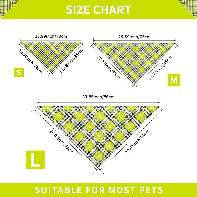 10PCS Large Dog Bandanas Plaid Large Breed XL for Extra Large Dog Big Bandanas Pack Kerchief Washable Triangle Bibs Head Scarves Scarfs Random Patterns for Boys and Girls Grooming Accessories