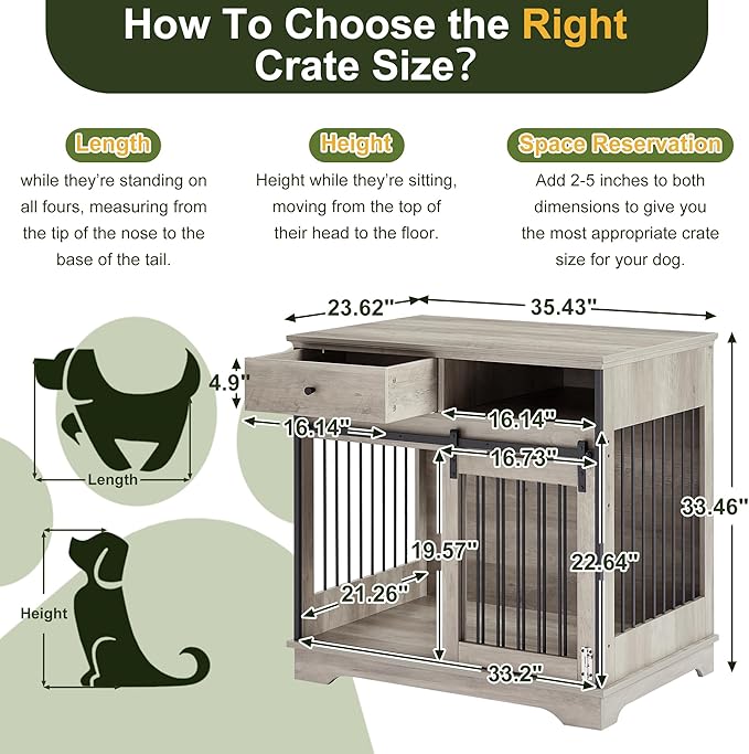 NicBex Dog Crate Furniture 35.4" L