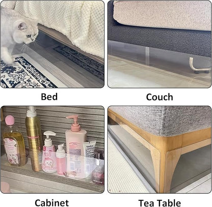 8 Pack Under Couch Blocker for Pets,3.14" High Bed Dogs and Cats Barrier Blockers Acrylic Plastic Adjustable Clear Toy Blocker for Puppy Kitten Couch Sofa Bed and Other Furniture