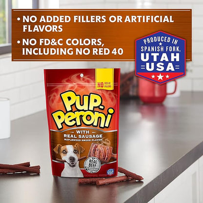 Pup-Peroni Dog Treats, Real Sausage with Maplewood Smoke Flavor, 5.6 Ounce (Pack of 8), Made with Real Beef