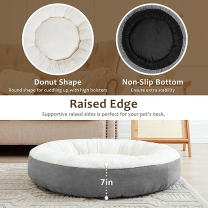 Love's cabin Round Donut Cat and Dog Cushion Bed 30in Pet