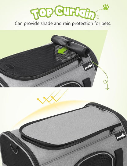 Pecute Extra Large Cat Carrier Bag, Pet Travel Handbag with Foldable Bowl, Soft-Sided Cat Bag with Thickened Cushion, Stereo Breathable, Used for Medium/Large Cats and Puppies Under 17 lbs, Grey