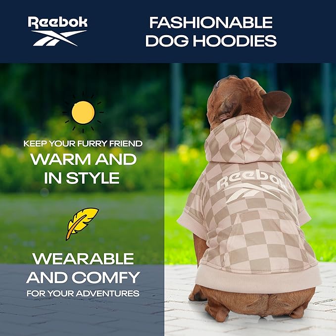 Reebok Dog Hoodie – Fleece Dog Sweater with Leash Hole