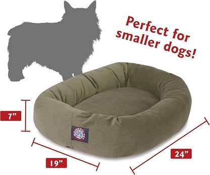 Majestic Pet 24 Inch Suede Calming Dog Bed Washable – Cozy Soft Round Dog Bed with Spine Support for Dogs to Rest their Head 24x19x7 (Inch)