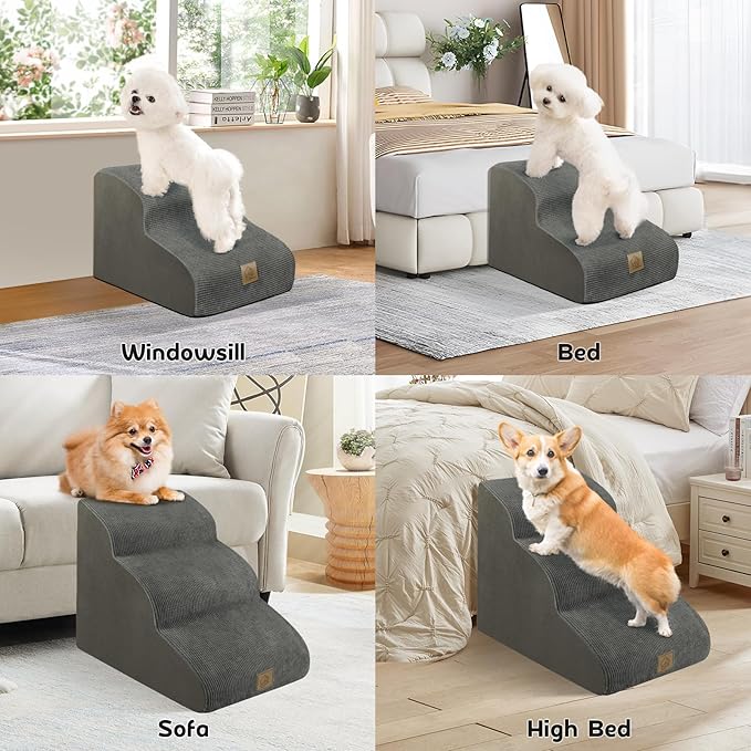 Mestuel 3 Tiers Dog Stairs for Bed Sofa Couch 15.7''H