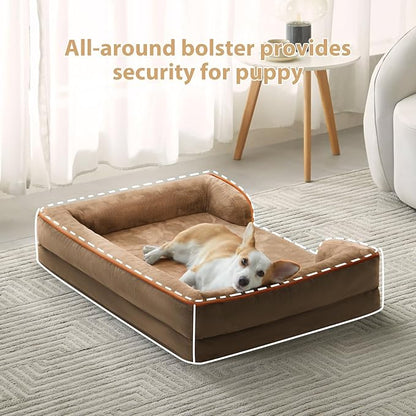 WNPETHOME Waterproof Dog Beds for Medium Dogs, Orthopedic Medium Dog Bed with Sides, Big Dog Couch Bed with Washable Removable Cover, Pet Bed Sofa with Non-Slip Bottom for Sleeping