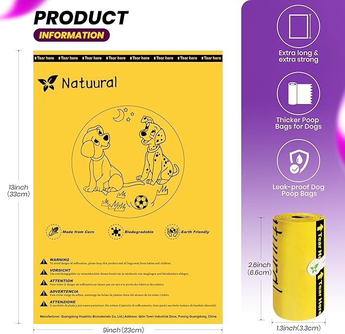 Dog Poop Bags Rolls-150 Bags with Leash Dispenser (10 Rolls) 100% Leak