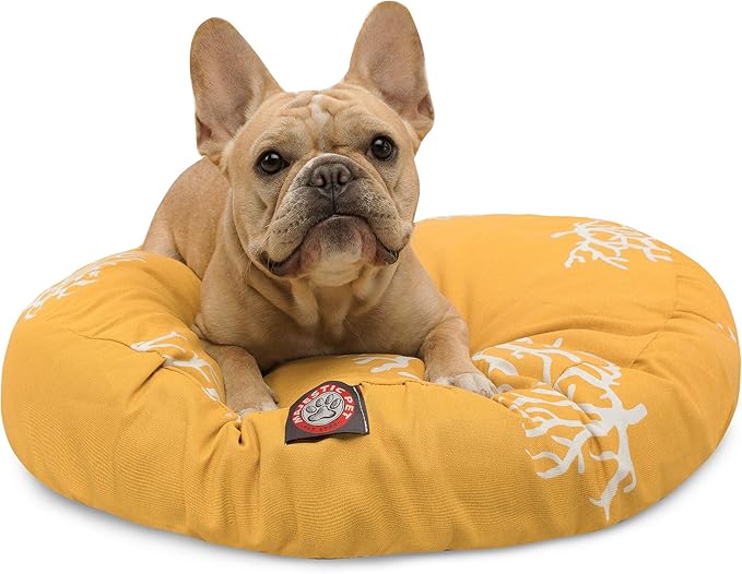 Yellow Coral Small Round Indoor Outdoor Pet Dog Bed With Removable Washable Cover By Majestic Pet Products