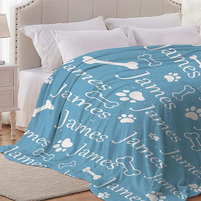 Personalized Dog Blankets Dog Paw Print Blanket Puppy Blanket 80"x60" for