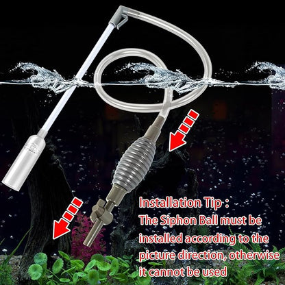 Ponpon Aquarium Siphon Vacuum Cleaner for Gravel and Sand, Fish Tank Vacuum Gravel Cleaner, Manually Fish Tank Water Changer