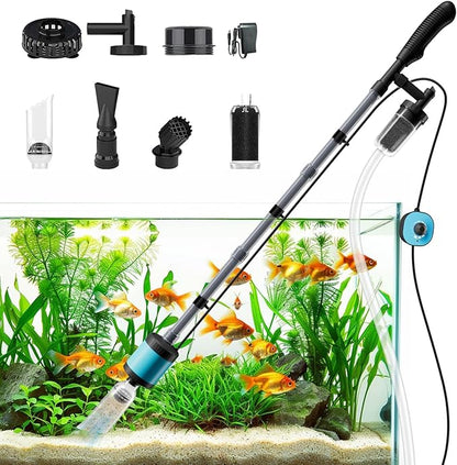 Electric Aquarium Gravel Cleaner, Multifunction Fish Tank Cleaner, 6 in 1 Fish Tank Cleaning Tools, Automatic Aquarium Vacuum Gravel Cleaner Set for Change Water, Wash Sand, Water Circulation