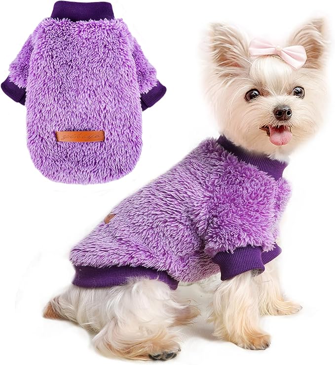 Dog Sweaters for Small Dogs Girl Boy Winter Puppy Sweater Clothes Fleece Warm Pet Outfit for Chihuahua Yorkie Teacup Cute Plain Cold Weather Dog Coat Cat Apparel Clothing (X-Small