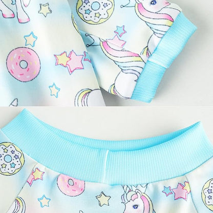 Dog Cute Blue Unicorn T Shirts doughnut Pattern Printed Pet Shirt Softable Pajamas for Medium Dog (M,Blue)