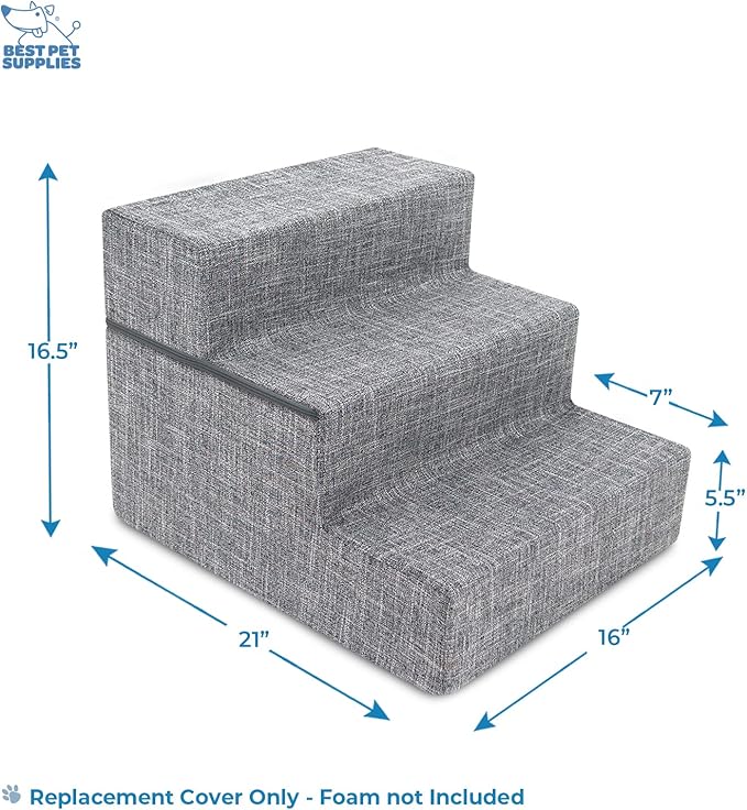 Best Pet Supplies Foldable Pet Stairs Cover for Foam Dog Ramps 3-Step