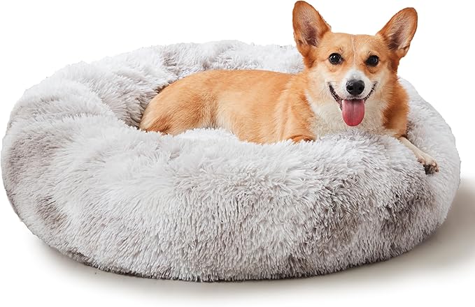 WESTERN HOME WH Calming Dog & Cat Bed, Anti-Anxiety Donut Cuddler Warming Cozy Soft Round Bed, Fluffy Faux Fur Plush Cushion Bed for Small Medium Dogs and Cats