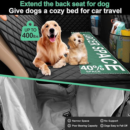 Dog Car Seat Cover for Back Seat(Large Space Holds 400lbs) 100% Waterproof