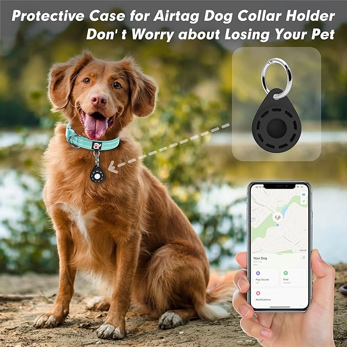azuza Reflective Dog Collar with Airtag Holder