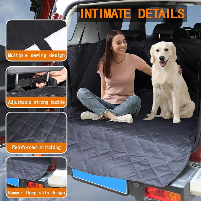 Aunginsy SUV Cargo Liner for Dogs Fit Toyot@a FJ Cruiser 2007-2024 Car Seat Cover Trunk Mat Travel Nonslip Pet Cargo Boot Liner with Bumper Flap Protector Waterproof Floor Mat for Dog Cats Accessories