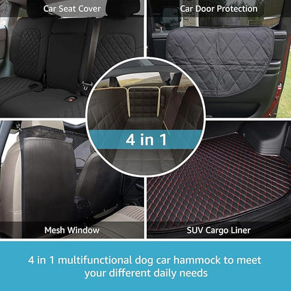 Lassie Dog Hammock for Car 2018-2024 Model 3,Dog Car 4 Headrests 2 Seat 100% Waterproof