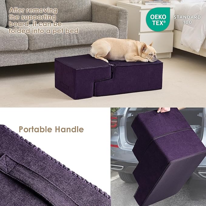 EHEYCIGA Dog Stairs for Bed 18”H 4-Step Dog