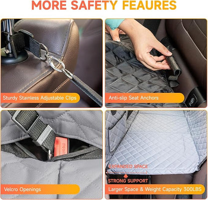 Dog Car Seat Cover Hard Bottom- Back Seat Extender for Dogs