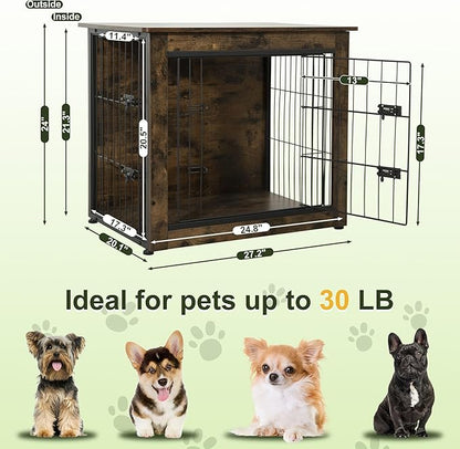 NicBex Small Dog Crate Furniture 27.2" L 30lb, Rustic
