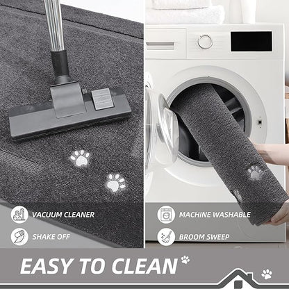 BEQHAUSE Dog Door Mat for Muddy Paws Dirt Trapper Absorbent Mud Mat for Dogs Non-Slip Washable Entryway Rug Low-Profile Soft Indoor Door Mats for Muddy Wet Shoes and Paws 24"x36"