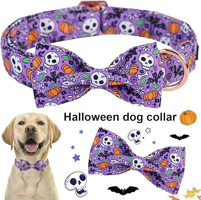 ARING PET Halloween Dog Collar Cute Pumpkin Dog Collar Bowtie