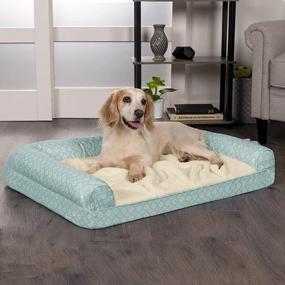 Furhaven Cozy Memory Foam Dog Bed for Large/Medium Dogs w/ Removable Bolsters & Washable Cover 55 lbs