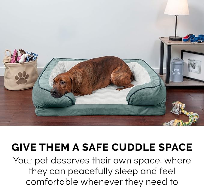 Furhaven Cooling Gel Dog Bed for Large Dogs w/ Removable Bolsters & Washable Cover 125 lbs