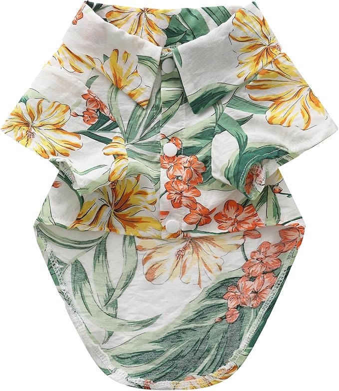 Dog Shirt Hawaiian Dog and Cat Summer T-Shirts Dog Style Floral Breathable Cool Clothes Hawaiian Shirts for Dogs and Cats Owner and Pet Shirts are Sold Separately