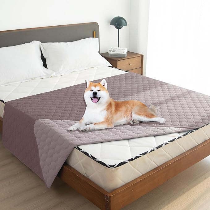 gogobunny 100% Double Sided Waterproof Dog Blanket Soft Pet Bed Cover Reversible Protect Furniture Couch Sofa Car for Puppy Large Dog Cat (Dark Sea Fog/Light Sea Fog 82x102 Inch 1))