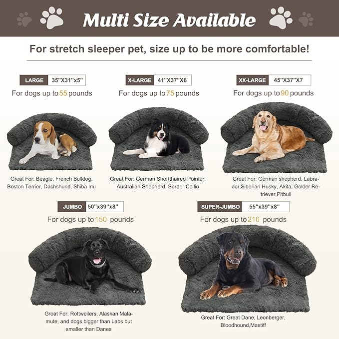 Syalife Shaggy Plush Calming Dog Couch Bed Pet Protector Cover(55"x43"x8", Dark