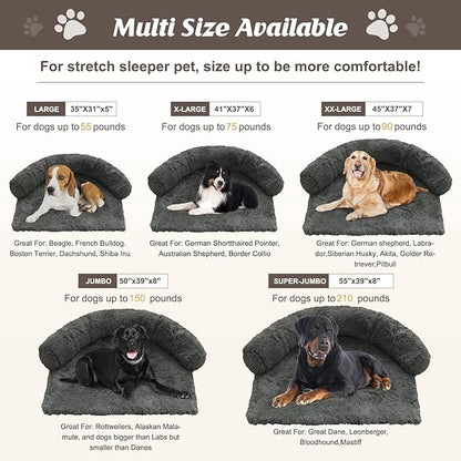 Syalife Shaggy Plush Calming Dog Couch Bed Pet Protector Cover(55"x43"x8", Dark