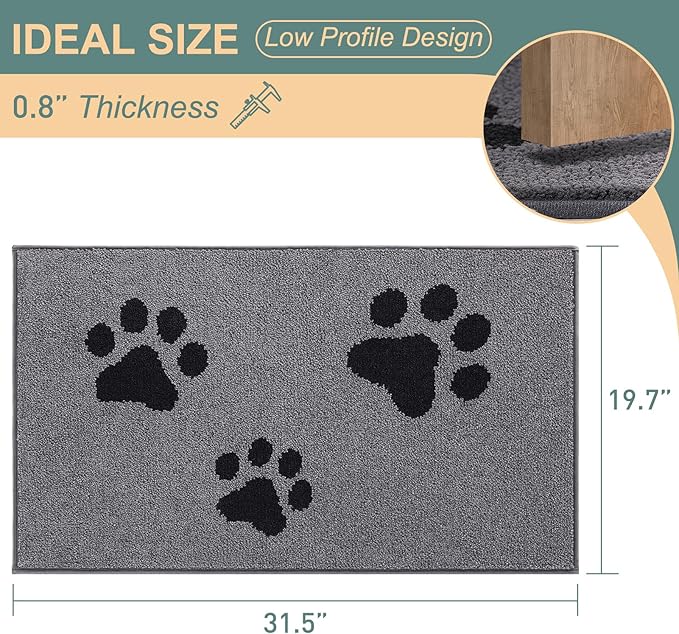 Mibao Door Mat Indoor 31.5" x 19.5", Grey