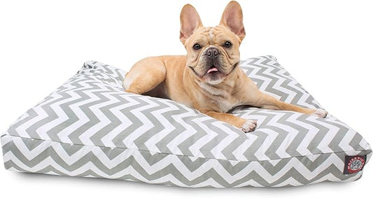 Gray Chevron Medium Rectangle Indoor Outdoor Pet Dog Bed With Removable Washable Cover By Majestic Pet Products