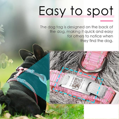 ThinkPet Reflective Breathable Soft Air Mesh with QR Code Dog Tag Puppy Choke Free Over Head Vest Harness for Puppy Small Medium Dogs and Cats Small Pink