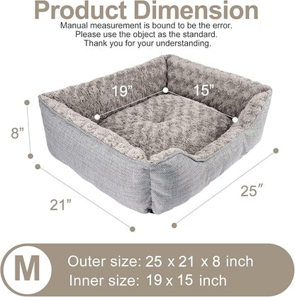 FURTIME Dog Bed for Large Medium Small Dogs Soft Washable Pet Bed Orthopedic Dog Sofa Bed Breathable Rectangle Sleeping Bed Anti-Slip Bottom(25''