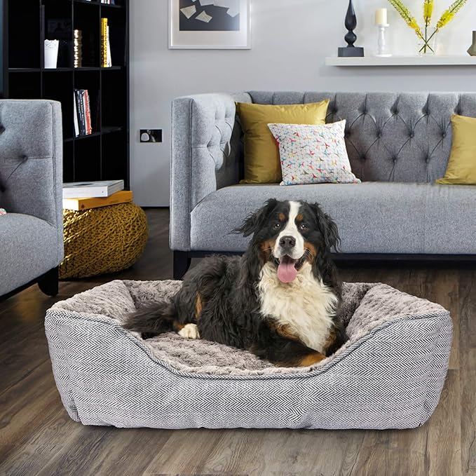 FURTIME Dog Bed for Large Medium Small Dogs Soft Washable Pet Bed Orthopedic Dog Sofa Bed Breathable Rectangle Sleeping Bed Anti-Slip Bottom(35''