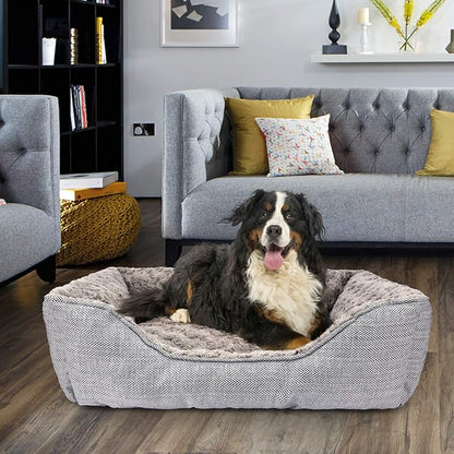 FURTIME Dog Bed for Large Medium Small Dogs Soft Washable Pet Bed Orthopedic Dog Sofa Bed Breathable Rectangle Sleeping Bed Anti-Slip Bottom(35''