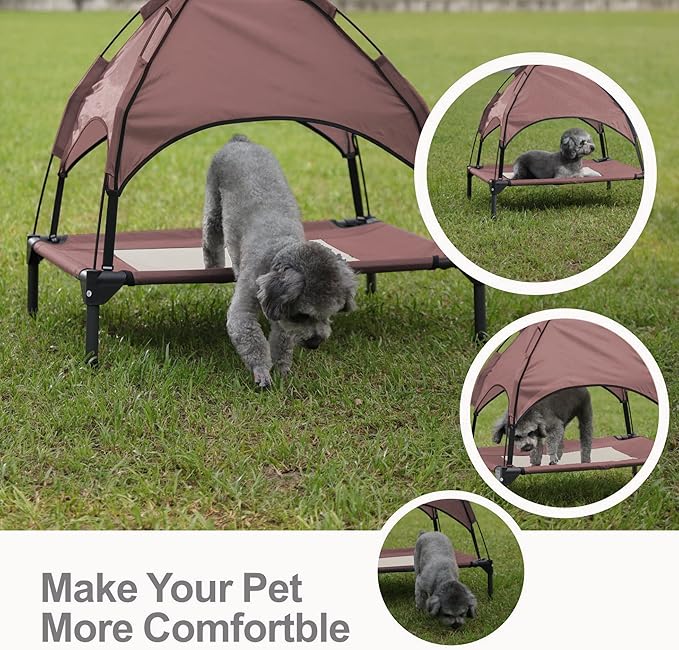 Small Elevated Dog Bed with Canopy 30IN Outdoor